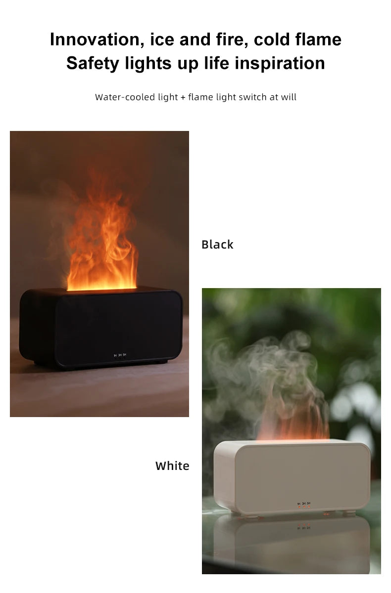 Flame Aroma Diffuser – Mini Humidifier with LED Light & Timer