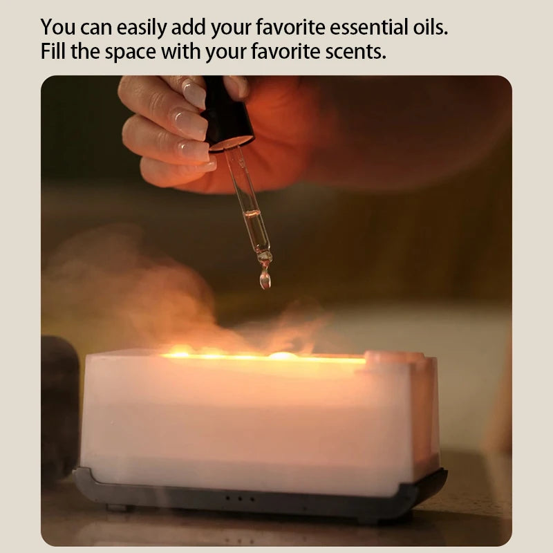 Flame Aroma Diffuser – Mini Humidifier with LED Light & Timer