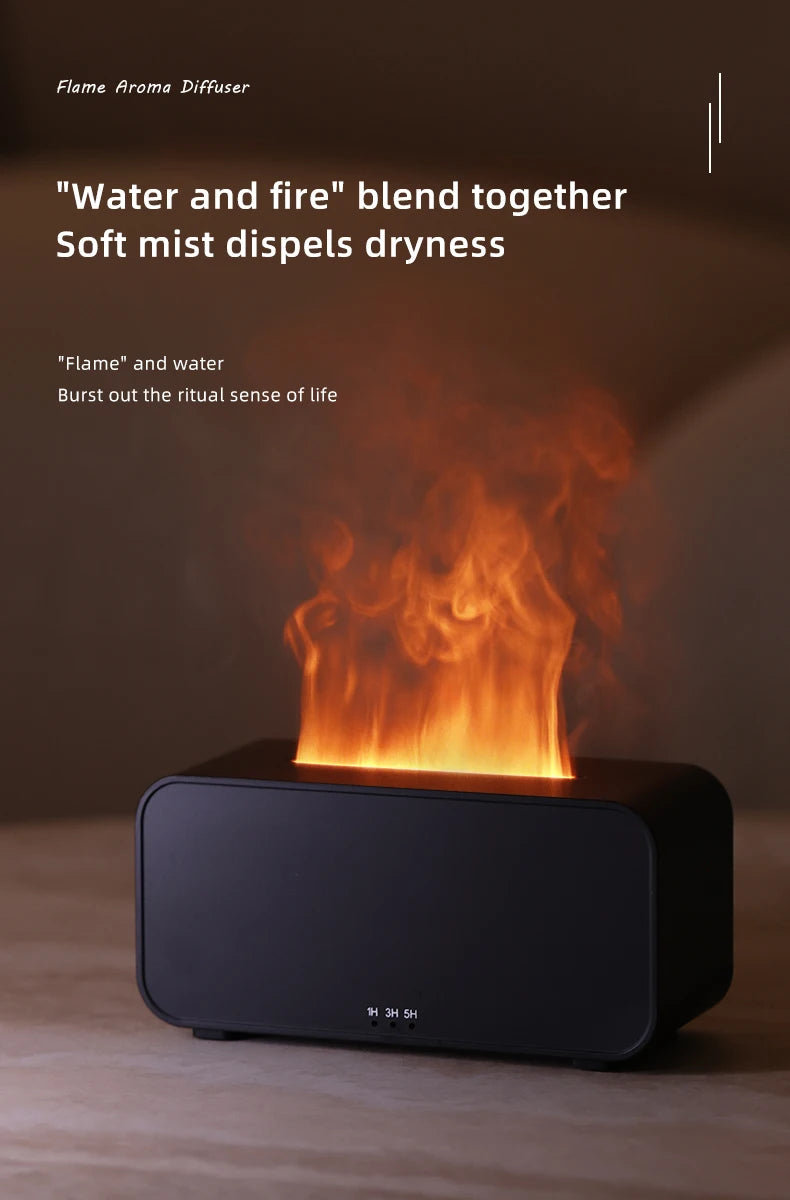 Flame Aroma Diffuser – Mini Humidifier with LED Light & Timer