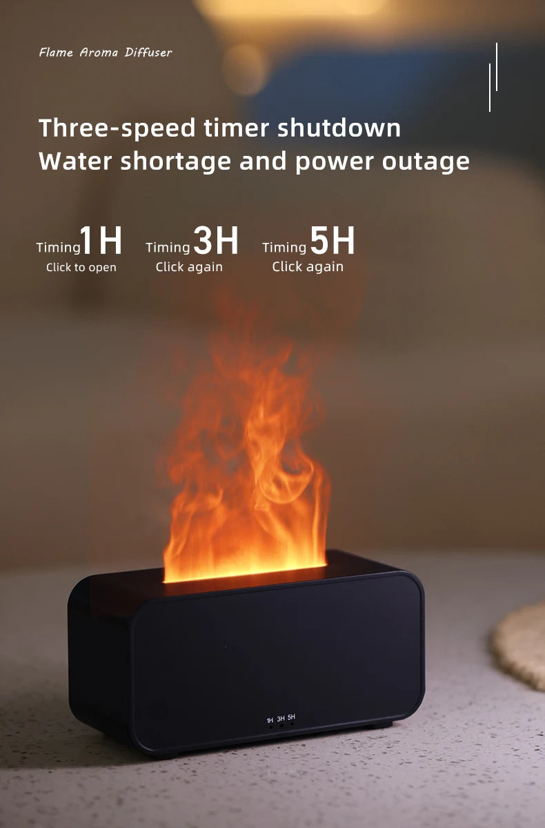 Flame Aroma Diffuser – Mini Humidifier with LED Light & Timer