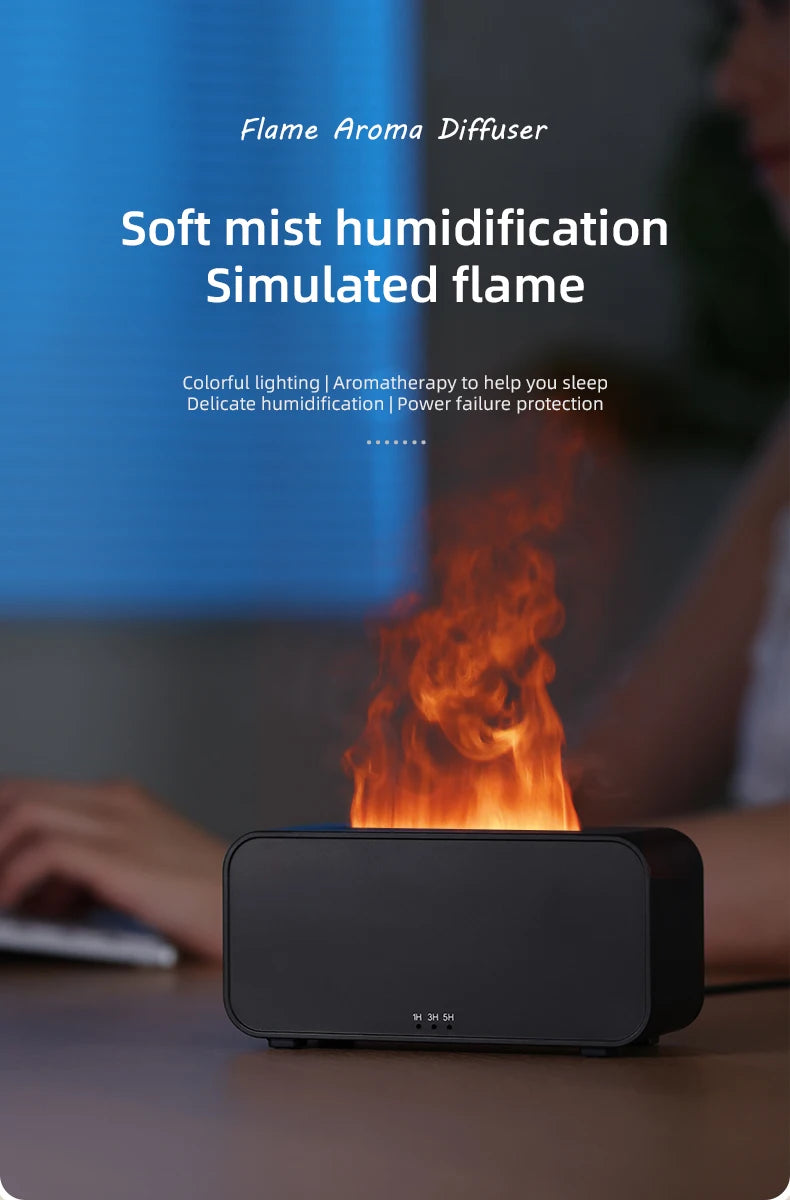 Flame Aroma Diffuser – Mini Humidifier with LED Light & Timer