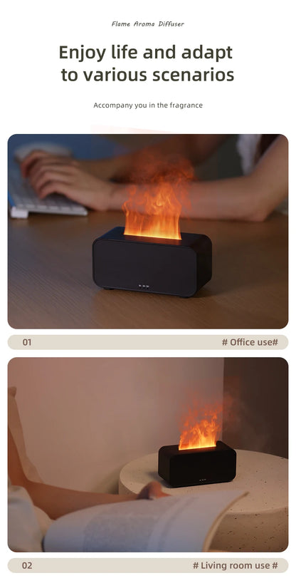 Flame Aroma Diffuser – Mini Humidifier with LED Light & Timer