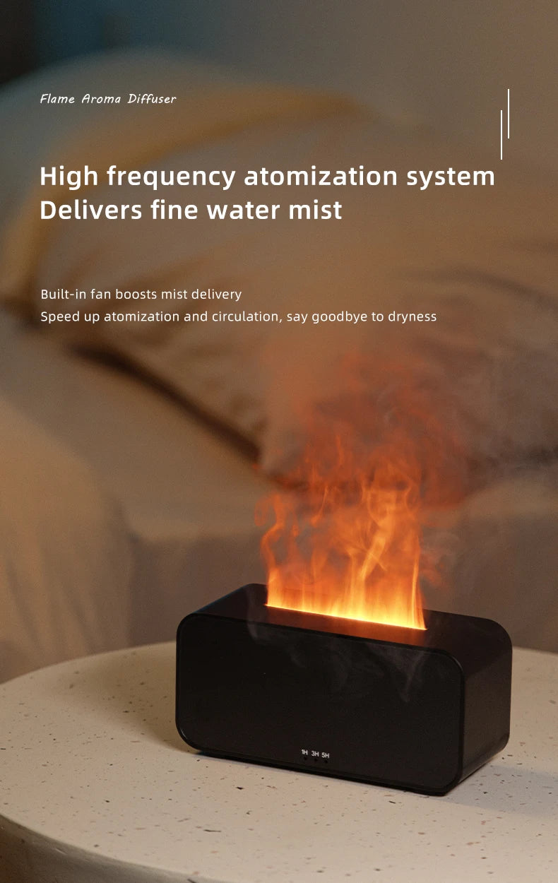 Flame Aroma Diffuser – Mini Humidifier with LED Light & Timer